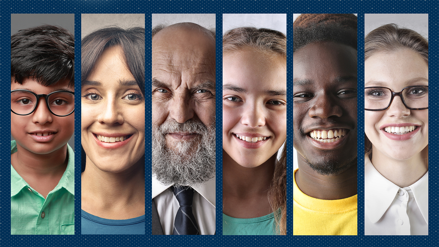 Faces of people of different ages and races.