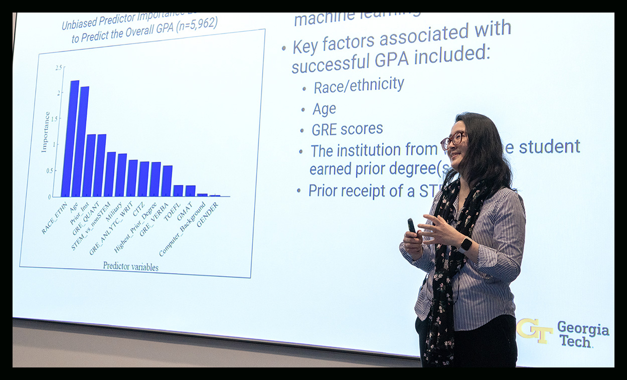 Jonna Lee presenting at the 2024 Affordable Degrees at Scale symposium.